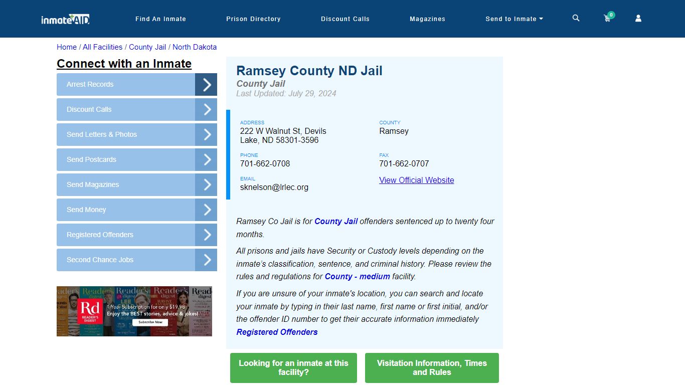 Ramsey County ND Jail - Inmate Locator